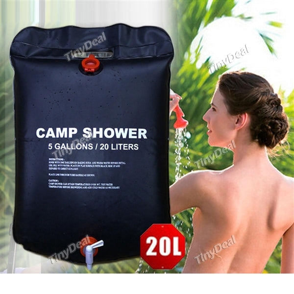 20L Portable Solar Heated Shower Camping Water Bathing Bag Outdoor Travel Hiking Water Bags Backpack