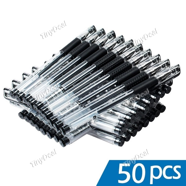 50Pcs Simple Style Gel Pen Writing Point Sign Pen 0.5mm Black Durable Signature Roller Pen for Smooth Writing