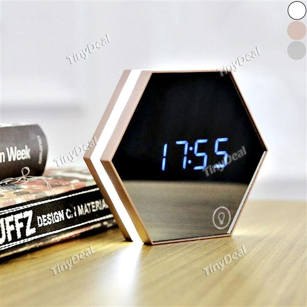 Multi-function Led Digital Alarm Clock Night Light Temperature Display Mirror Touch Sensing Table Lamp
