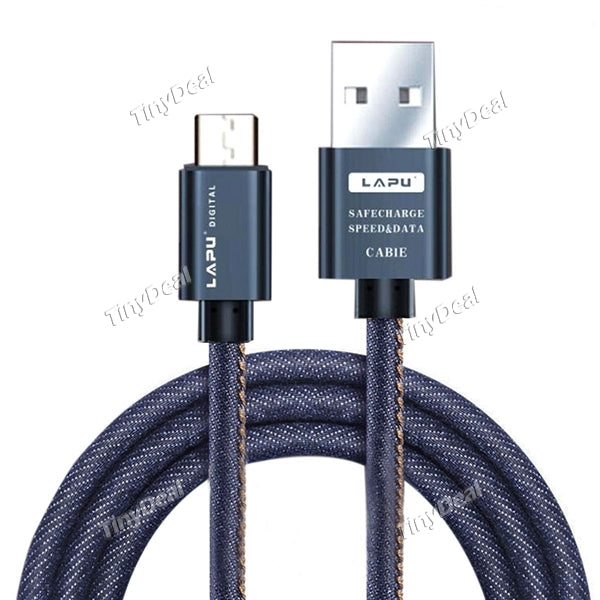 1/2/4 pcs Durable Denim Fabric Cable Micro-USB 2.1A 1M Fast Charging/Data Sync for Universal Cellphone Tablet PC