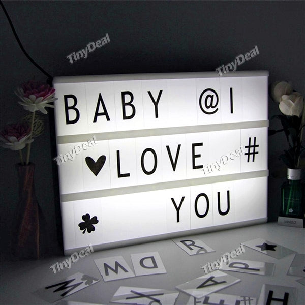 Modern Cinematic Light Box Table Lamp w DIY Letters Number Battery USB Powered LED Lamp Cinema Desk Night