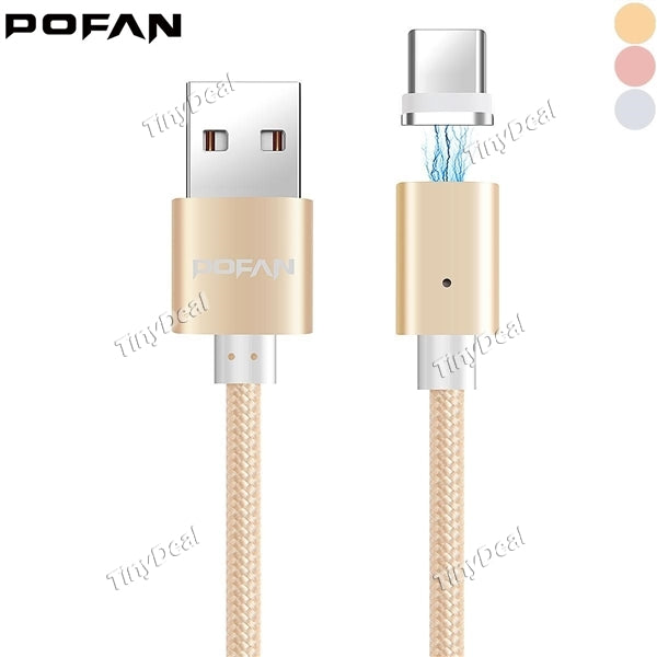 MagneticType-C Nylon POFAN Cable 1M Fast Charging/Data Sync for Universal Cellphone PC Tablet PC