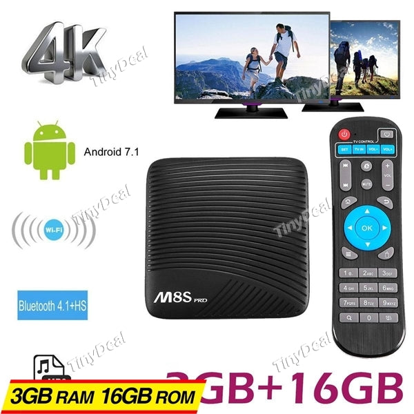 MECOOL M8S PRO Android 7.1 Nougat TV BOX Amlogic S912 3GB DDR4 16GB 4K H2.65 HDR10 HDMI2.0 WiFi BT 4.1 5G WiFi