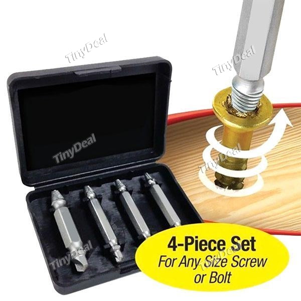 4pcs Damaged Screw Remover Extractor Double-end Stripped Stud Bolt Extractor Handy Tool Set