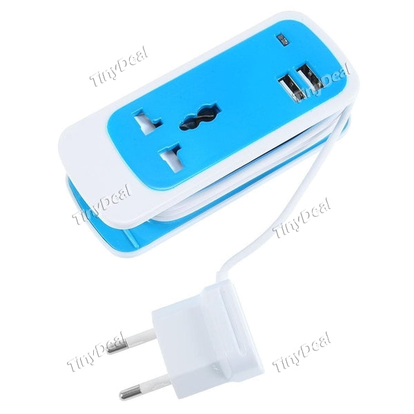 Europe USB Power Strip with 2 Ports USB Charging Station 110V-240V 5ft Extension Cord Portable Travel Charger
