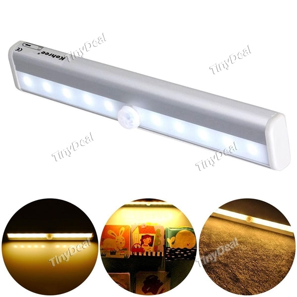 DIY Stick-on Anywhere Portable 10-LED Wireless Motion Sensing Closet Cabinet LED Night Light / Stairs Light