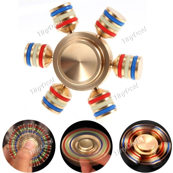 6 Sided Metallic Fidget Spinner 8 Minutes Spin Time Fingertip Bearing Relieves ADHD Anxiety Detachable