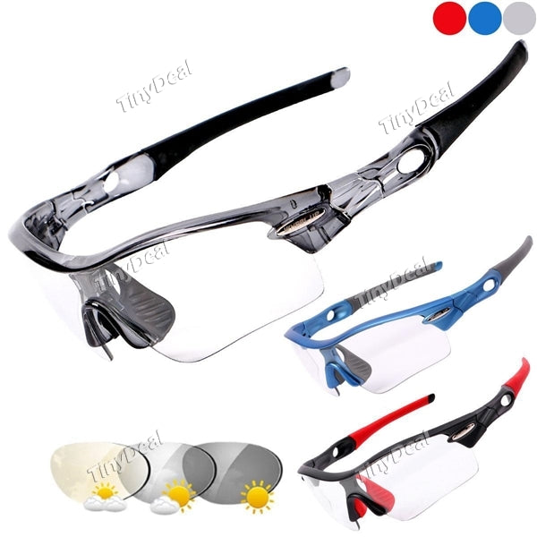 [Totally 3 Lens] Upgraded Version Photochromic Bike Glasses WHEEL UP Anti-UV Discoloration for Cycling Hiking