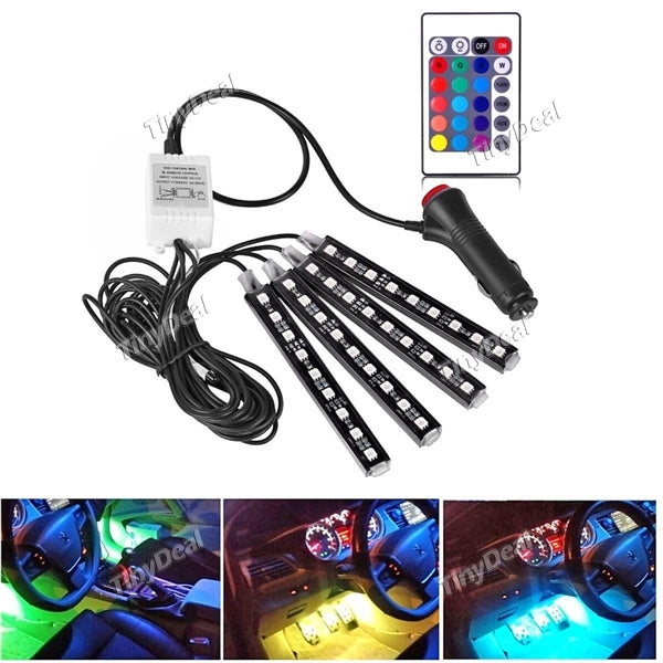 Car RGB LED Strip Light Atmosphere Lamp 7 Colors Car Styling Decorative Car Interior Light with Remote Control