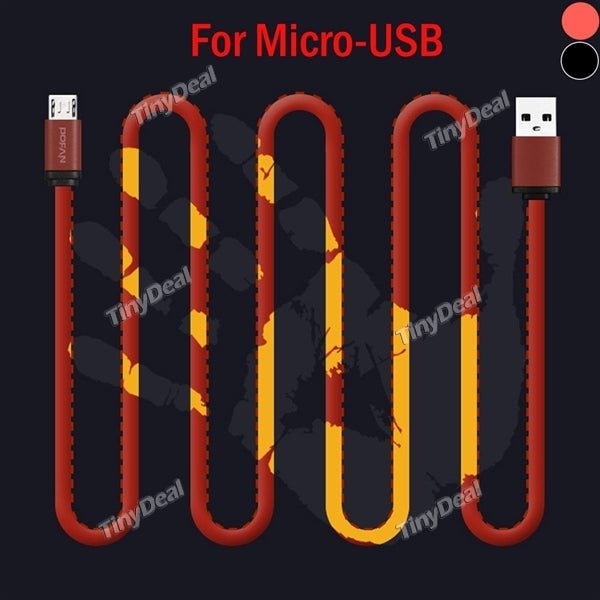 Heated-Discoloration POFAN P07 Zinc Alloy Micro-USB Cable Heat Sensitive Color Change for Cellphone Tablet PC