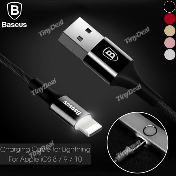 BASEUS Metal Cable with Indicator Light 8Pin 2A Fast Charging/ Data Sync for iOS Cellphone iPhone