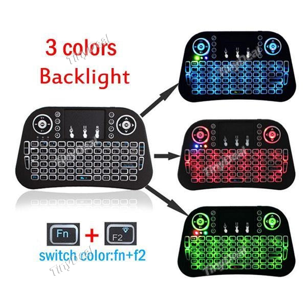 Portable Mini Wireless 2.4G Colorful Backlit Touchpad Keyboard with Mouse for PC / Mac/ Android TV BOX/ TV Box
