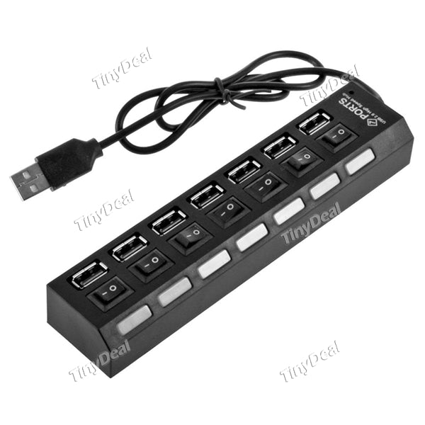 USB2.0 Multi-USB Socket 7 Ports HUB with Separate Switch and Light Hight-Speed for Pc Mac