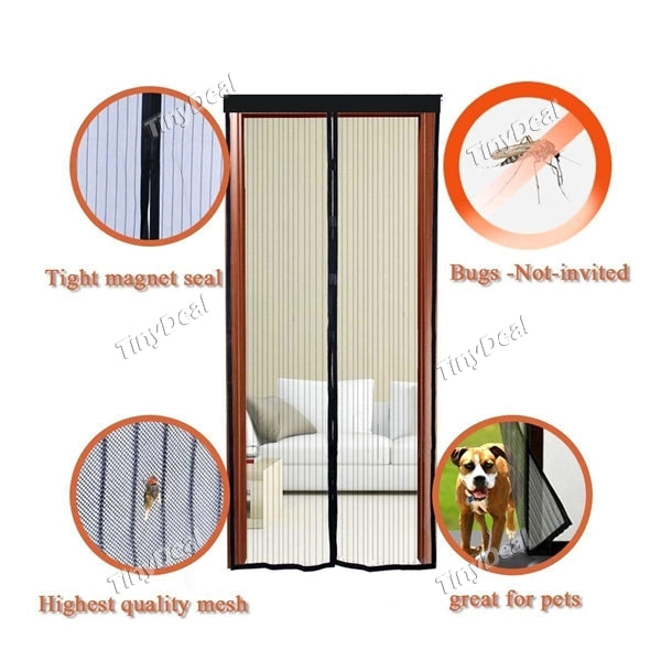 Magic Mesh Anti Mosquito Net Door Black Color Curtain Anti Insect Mesh Screen Bugs Out 206 x 100cm