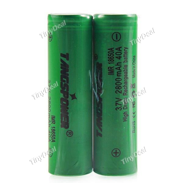 2 x TangsPower 2800mah 40A 3.7V 18650 Rechargeable High Drain Li-Ion Battery