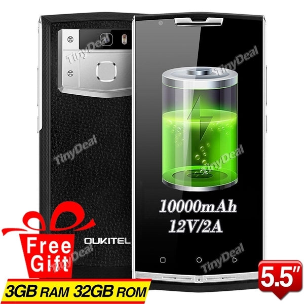 OUKITEL K10000 Pro 5.5" FHD MTK6750T Octa-core Android 7.0 4G Phone 3GB RAM 32GB ROM 10000mAh 13MP CAM