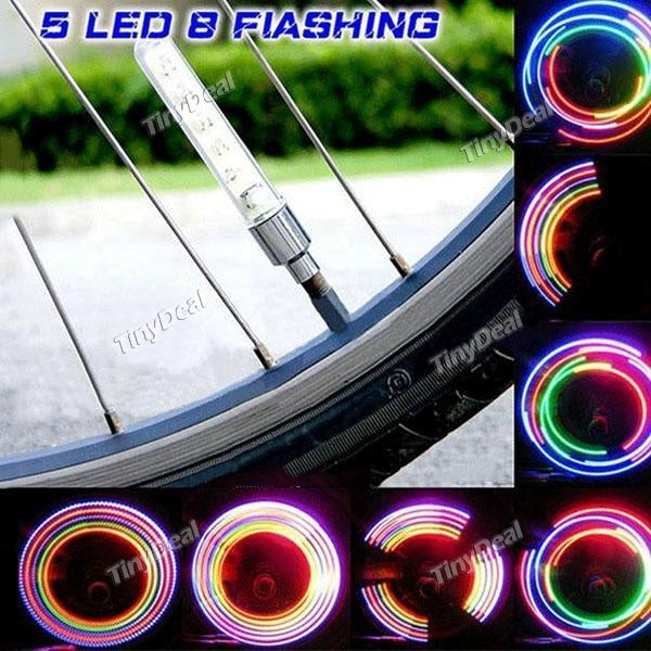 2x Multicoloured LED Bicycle Bike Valve Light Bike Wheel Light Tire Valve Caps Light