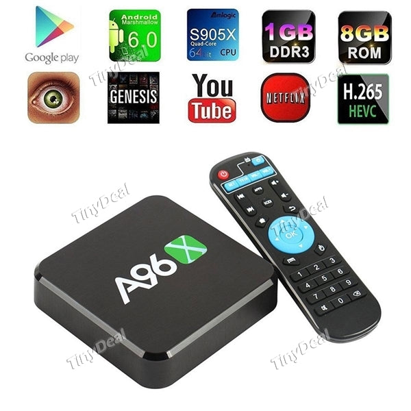 A96X Amlogic S905X 1GB+8GB Android 6.0 Marshmallow 4K Cortex A53 2GHz HDMI 2.0A Smart TV Box