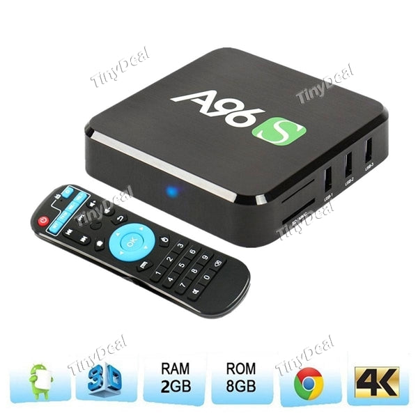 A96S Amlogic S905X 2GB+8GB Android 6.0 Marshmallow 4K Cortex A53 2GHz HDMI 2.0A Smart TV Box