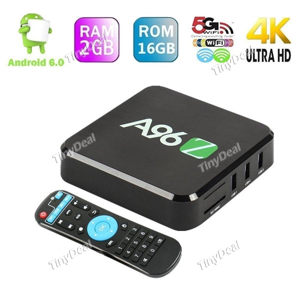 A96Z Amlogic S905X 2GB+16GB Android 6.0 Marshmallow 4K Cortex A53 2GHz HDMI 2.0A Smart TV Box