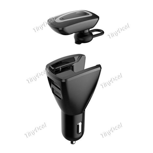 2 in 1 Bluetooth Earphone Car Charger Adapter with Noise Cancelling Earphones Earbud and USB Charging Port