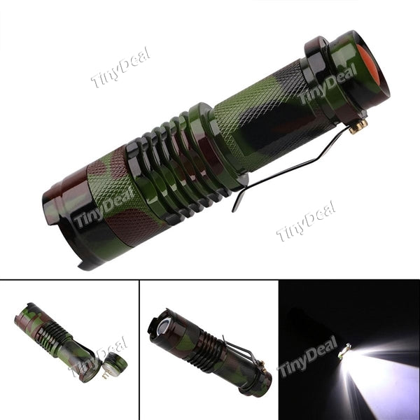 Mini Aluminium Flashlight 600 Lumens Camouflage Convex Lens Tactical LED Torch for Outdoor Camping Climbing