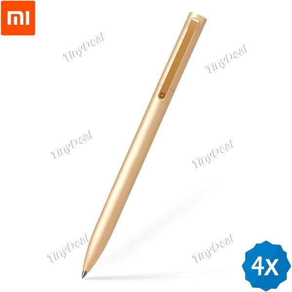 4pcs Upgrade Metal Version XIAOMI MIJIA Sign Pen Roller Pen 0.5mm Golden Aluminum Alloy for Home Office