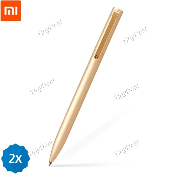2pcs Upgrade Metal Version XIAOMI MIJIA Sign Pen Roller Pen 0.5mm Golden Aluminum Alloy for Home Office