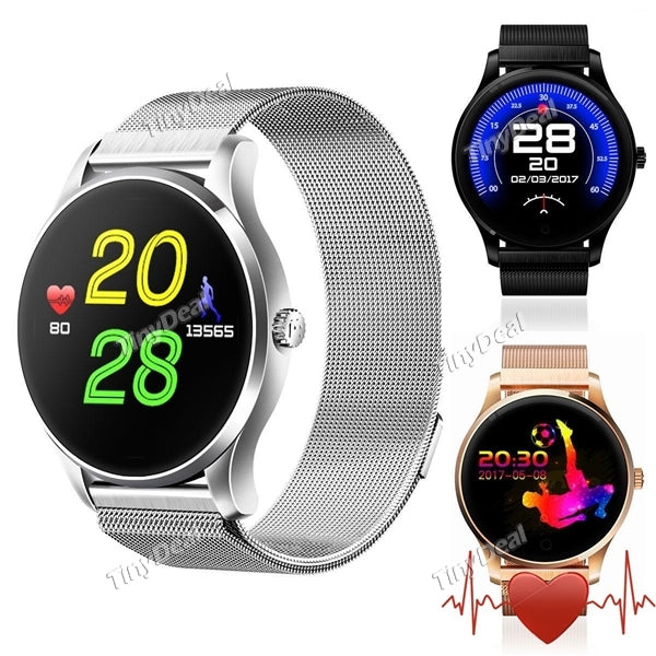 K88 Bluetooth Smart Watch Milanese Watch Strap 1.22" Capacitive Touch Screen with Heart Rate for IOS Android