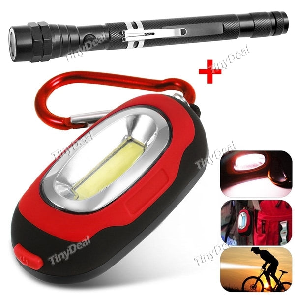 Retractable Flashlight with Magnetized Head Finder + COB Mini LED Work Light