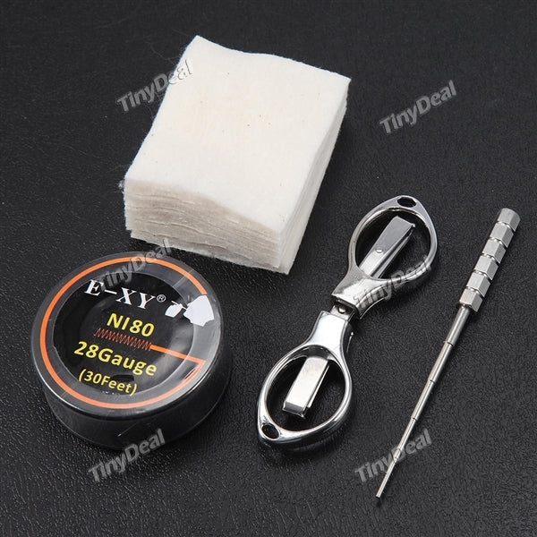 E-XY DIY Tool Kit Kanthal A1 Coils Coil Jig Cotton Folding Scissors 4-in-1 for E-Cigarettes