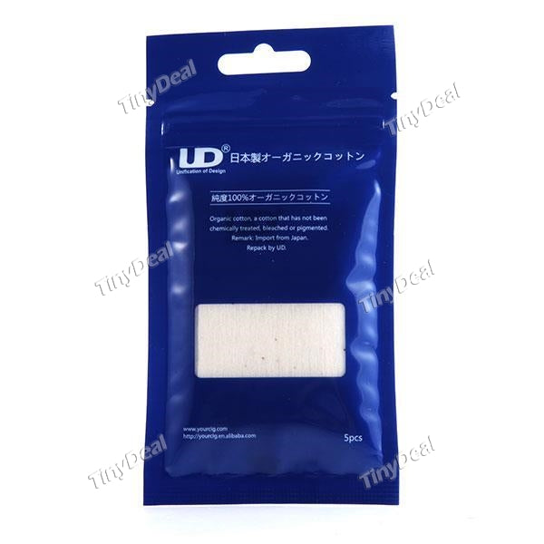 5 x Authentic UD Organic Cotton Wick for RDA RTA RBA Rebuildable Atomizers - Blue Bag