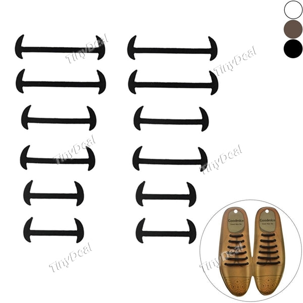 1Set of 12Pcs Business-Style No-Tie Shoelace Lazy Silicone Shoe Lace for Casual/Formal Shoes