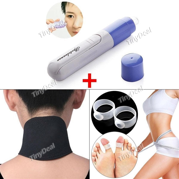 1pcs Blackheads Acne Remover + 1pcs Self-Heating Neck Pad + 2pcs Slimming Toe Rings