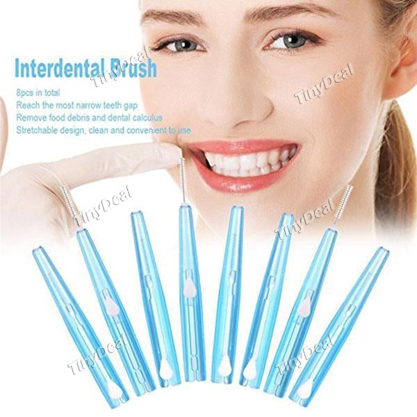 1/2/4 Set of 8pcs Oral Care Interdental Brush Orthodontic Wire Toothbrush Imported Caliber 0.7mm Push-Pull Brush