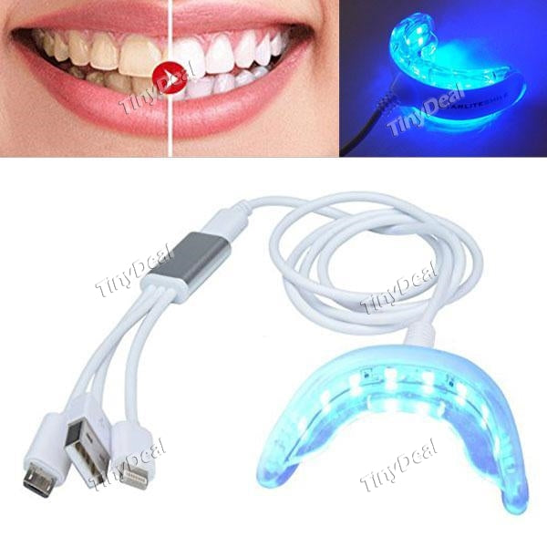New Style Dental Whitening Kit Tooth Whitening Blue Cold Light with 3 Adapters for Android IOS Smartphone