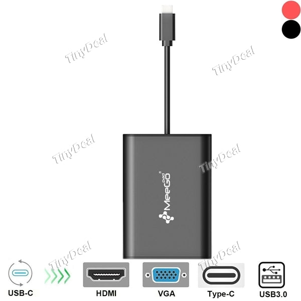 Type-C Multi-functional Dock 8-Ports USB HUB PD2.0 VGA HDMI USB3.0 RJ45 3.5mm Jack TF-Card Slot