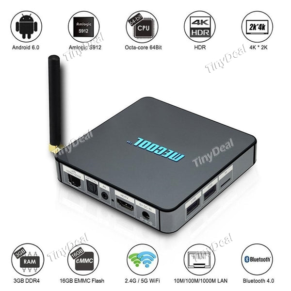 MECOOL BB2 Pro TV Box Android 6.0 Amlogic S912 64 Bit Octa Core 3G+16G Smart TV Box Kodi WiFi 2.4G/5G 4K Media Player