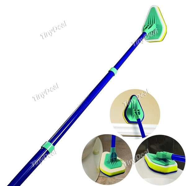 1/2/4/6 pcs Clean Reach Triangle Sponge Mop Flat Extendable Scrubber Bathtub Cleaner Cleaning Brush With Stainless Steel Handle