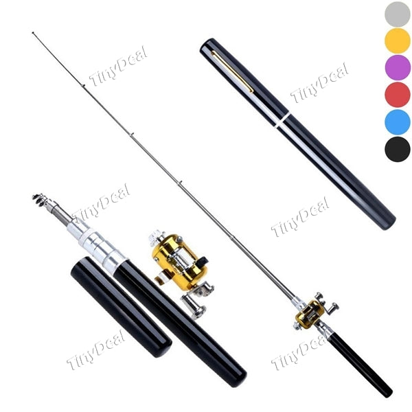 Ultra Mini Foldable Fishing Rod Pen-Style Fish Pole 1m Length with ST5RL Reel Aluminum Alloy Lightweight