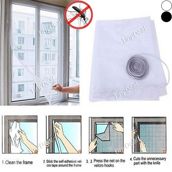 DIY Window Insect Screen Curtain Anti Mosquito Bug Insect Window Screen Mesh Curtain with Sticky Velcro Tape