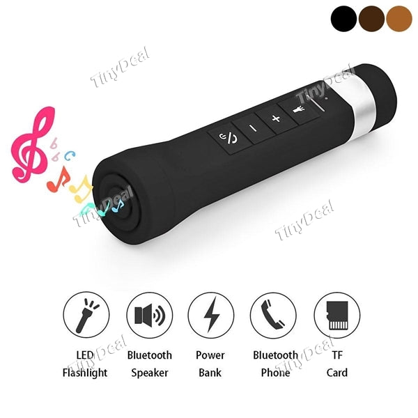 4-in-1 Bluetooth Speaker Portable Charger Power Bank 2000mAh LED Flashlight Multifunctional Bicycle Speaker with Microphone