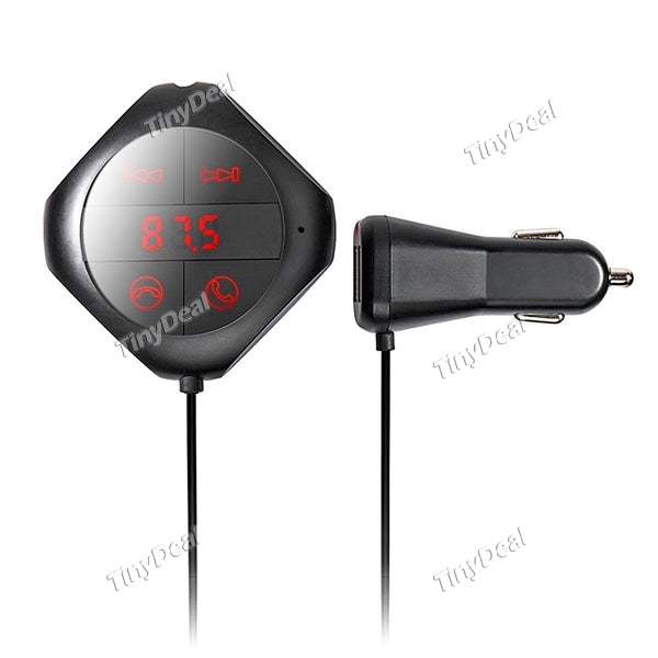 Q7S Multi-functional Car Kit Dual-USB Charger 5V/2.1A Bluetooth FM Transmitter TF U-Disk AUX Player