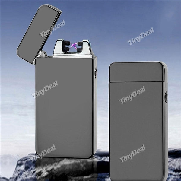 USB Electric Dual Arc Metal Flameless Torch Rechargeable Windproof Lighter for Outdoor Camping No Gas or Fuel