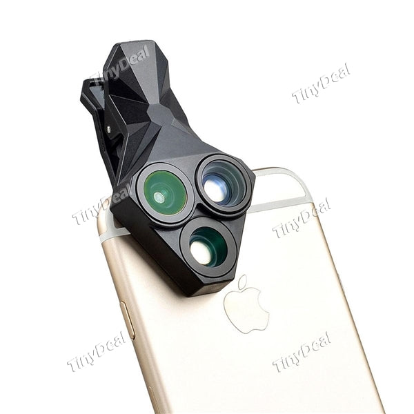 Triangle 3 in 1 Universal 160° Fisheye Lens 0.65x Wide Angle Lens 20x Macro Phone Lens Smartphone Camera Lens f Android iOS