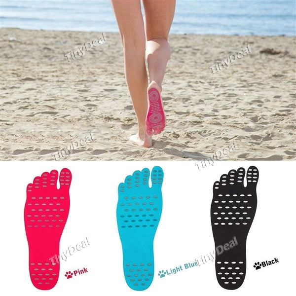 1 Pair Nakefit Beach Insoles Barefoot Adhesive Foot Pad Anti-skid Beach Invisible Shoes for Beach Smooth Rock and Swimming Pool