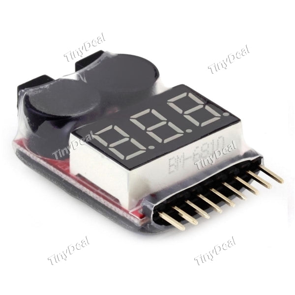 RC Lipo Battery Monitor Alarm Tester Checker with LED Indicator for 1-8S Lipo LiFe LiMn Li-ion Battery