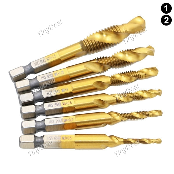 6Pcs M3-M10 HSS Drill Bits Countersink Set Metric Combination Drill Tap Twist Drilling Heads Tool