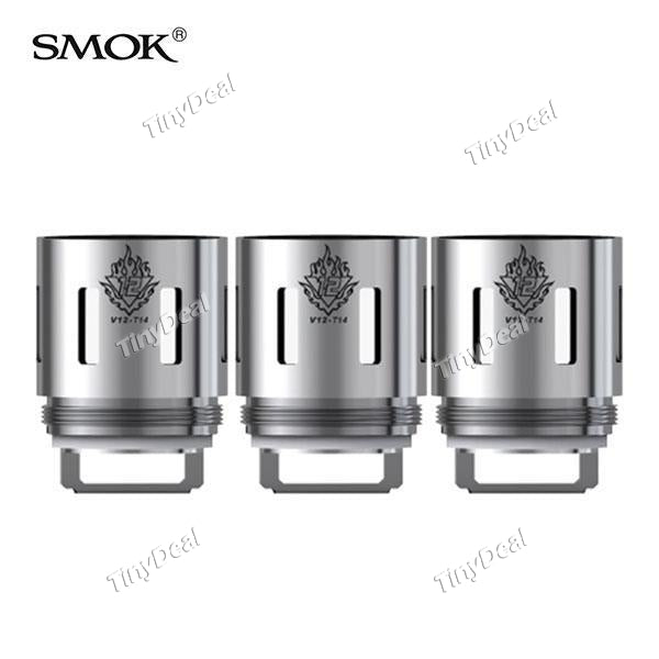 3 x Authentic Smoktech TFV12 Replacement V12-T14 0.12Ω 80W - 350W Coil Head 3 Pieces Per Pack