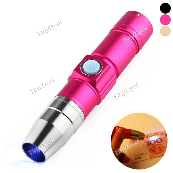 365nm Ultra Violet UV Mini LED Flashlight Fluorescer Jade Money Detector Tester USB Rechargeable